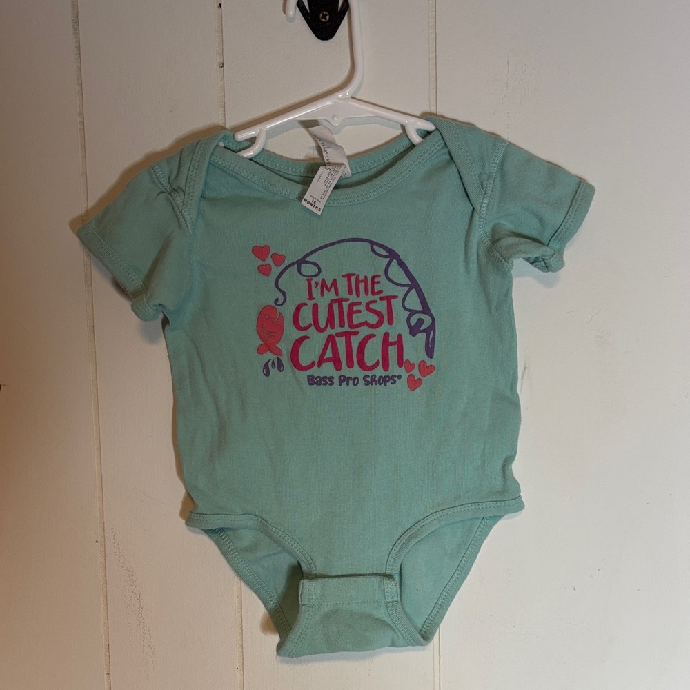 239 - Bass Pro Shops Teal Bodysuit with Pink Accents